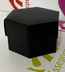 17148 scatola esagonale  per confetti e dolci nera 80x55 con divisori 8cmx5,5