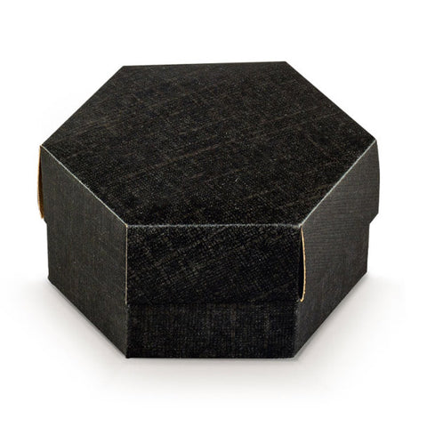 17149 scatola per confetti e dolci esagonale seta nero 110x60mm