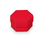 38074 scatola per confetti e dolci esagonale lino rosso 60x40mm