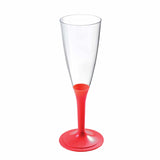 Bicchiere flute monouso gambo rosso. Confezione da 20 pezzi.