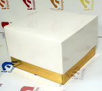 Scatola panettone Luxury fondo oro + coperchio plastificato lucido  25x25x17 con lacci