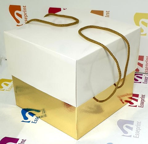 Scatola panettone Luxury fondo oro + cop plastificato lucido 24,5x24,5h22